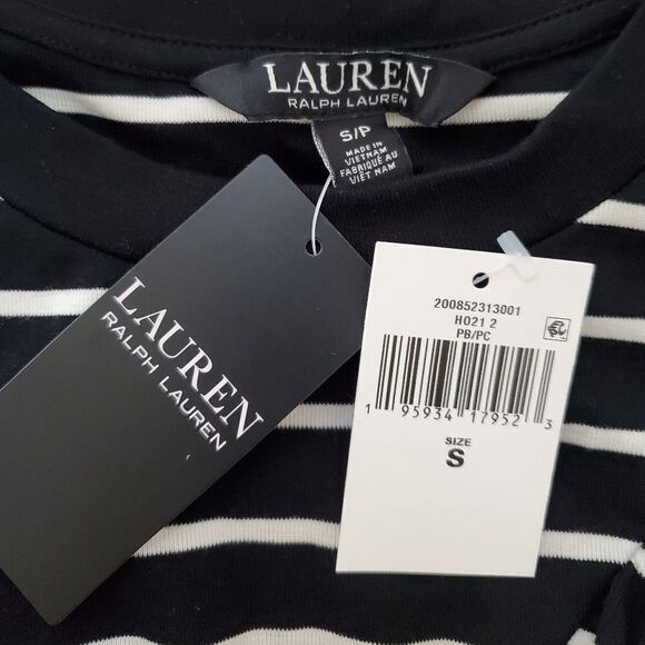 Lauren Ralph Lauren Striped Ruffle Trim Long Sleeve Top sz Sm - Picture 9 of 11